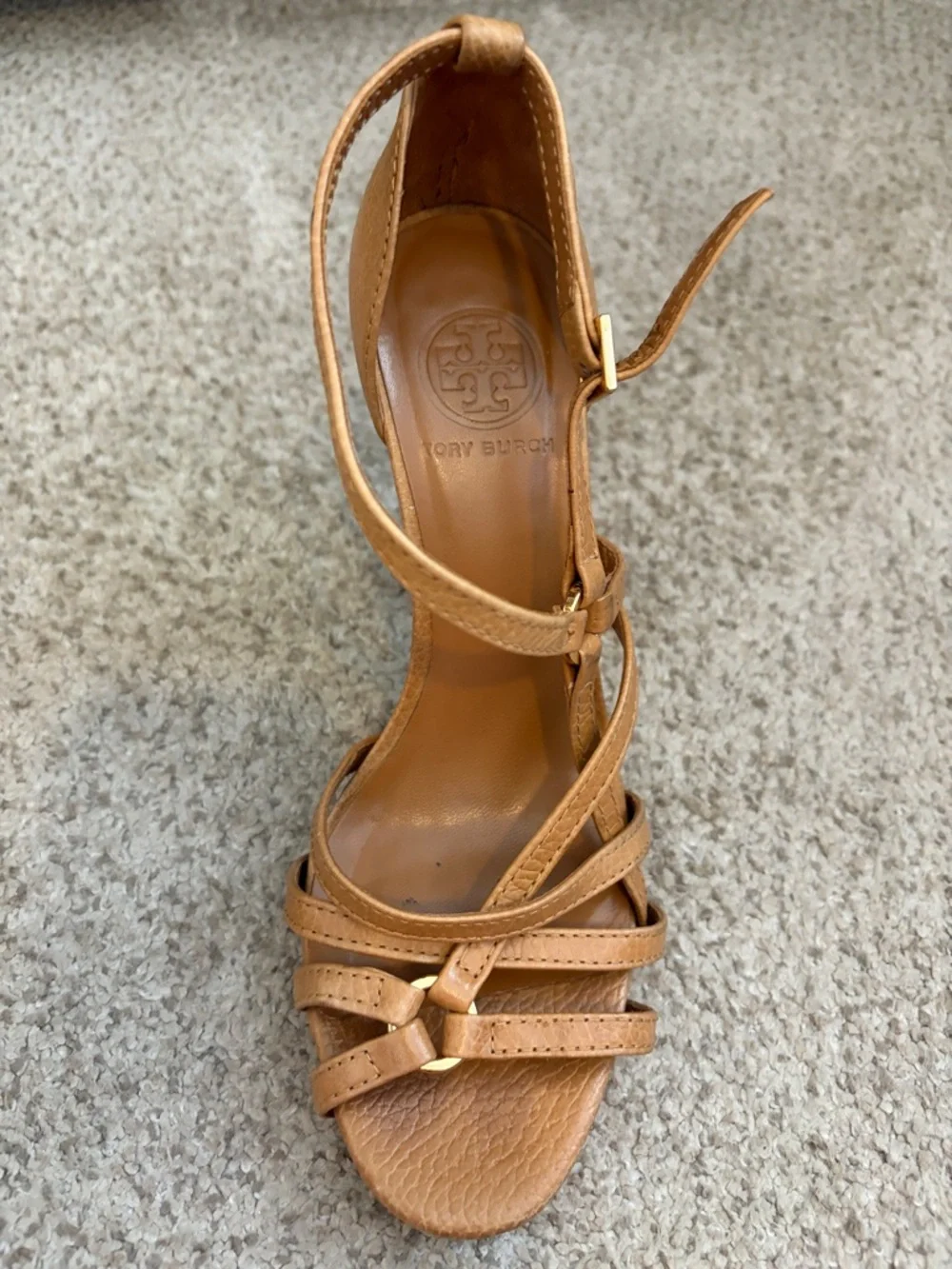 Tory Burch Strappy Sandals in “Royal Tan”, 8
